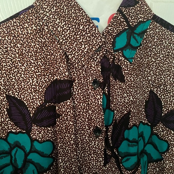 Casual Purple A-Line Dress with Pleated Skirt and Mandarin Collar belted - Picture 4 of 5